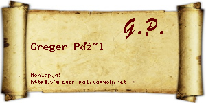 Greger Pál névjegykártya